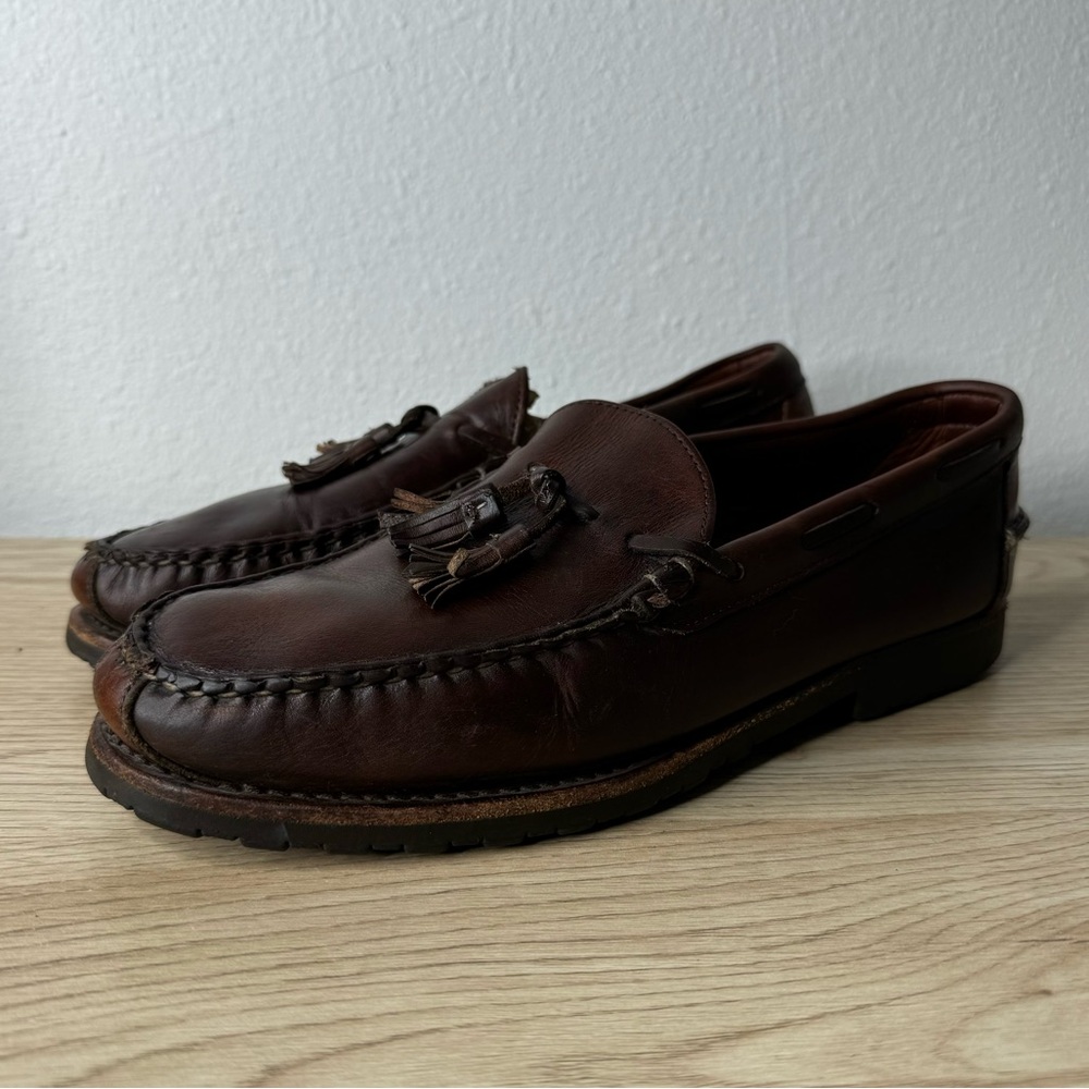 Allen Edmonds Brown Kingfield Leather Slip On‎ Moccasin Loafers Mens Size 10 D